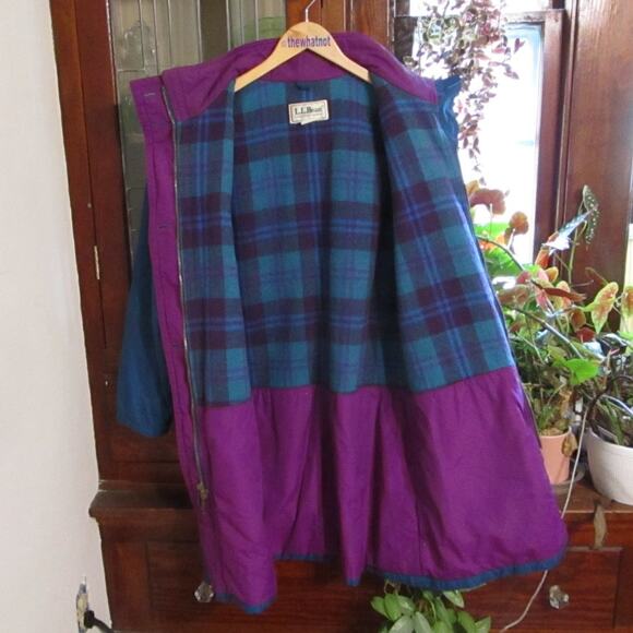 Vintage 80s–90s LL Bean Blue-Green Winter Coat Flannel Lined Women’s M-L - Picture 14 of 17